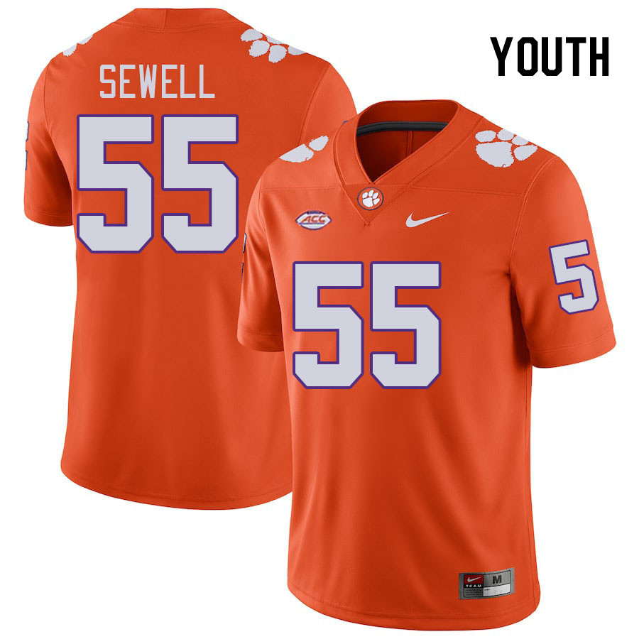 Youth #55 Harris Sewell Clemson Tigers College Football Jerseys Stitched-Orange